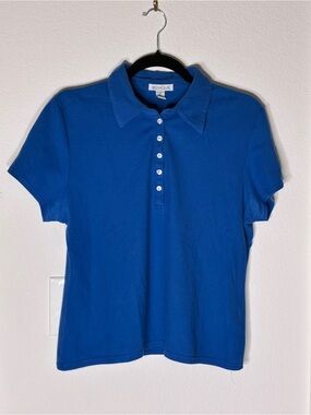 Red House Women’s Blue Button‑Down Knit Polo — Size Large EUC